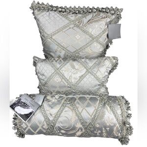 Rodeo Home Decorative Pillows Feather Neapolitan Tassels Fringe Set of 3